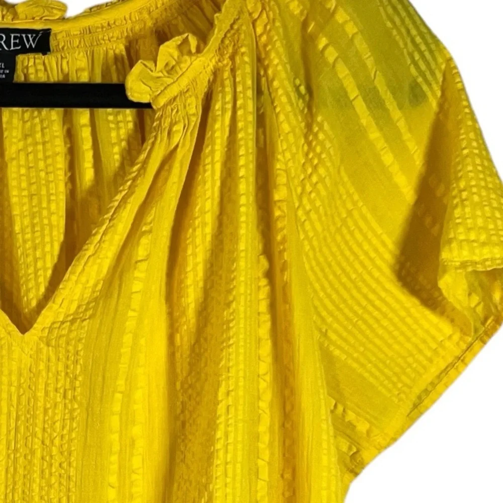 J. Crew Bright Yellow Ruffle V-Neck Blouse - Picture 5 of 11